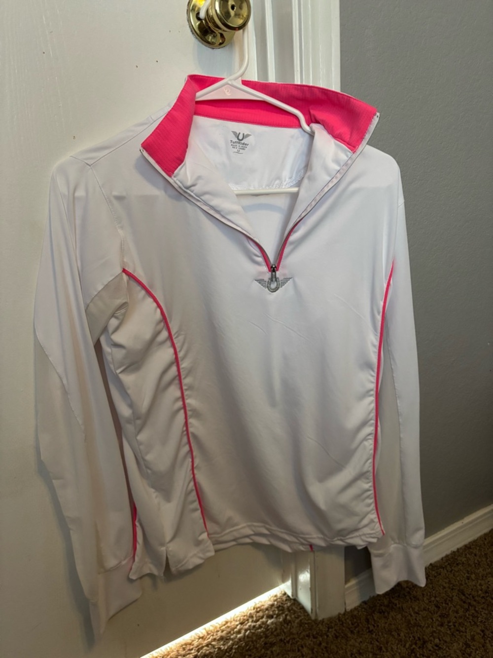 White & Pink Quarter-Zip Performance Top by Tommy Bahama